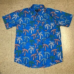 Trunks Kids‎ Boys Blue Palm Tree Button Shirt Beach Vacation Summer Large